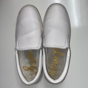 SAM Edelman white leather slip on loafers casual comfort SIZE 7 GUC